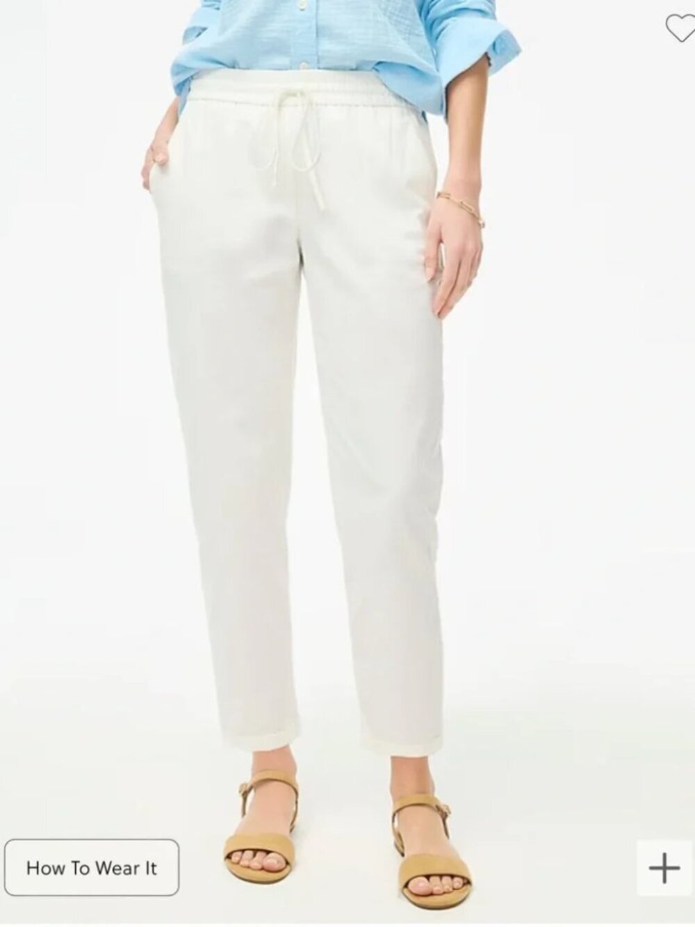 J. Crew Linen-cotton blend drawstring pants size 24